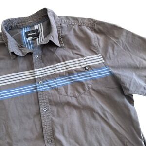 Marmot Gray Blue White Stripe Short Sleeve Button Down Shirt Men's XL